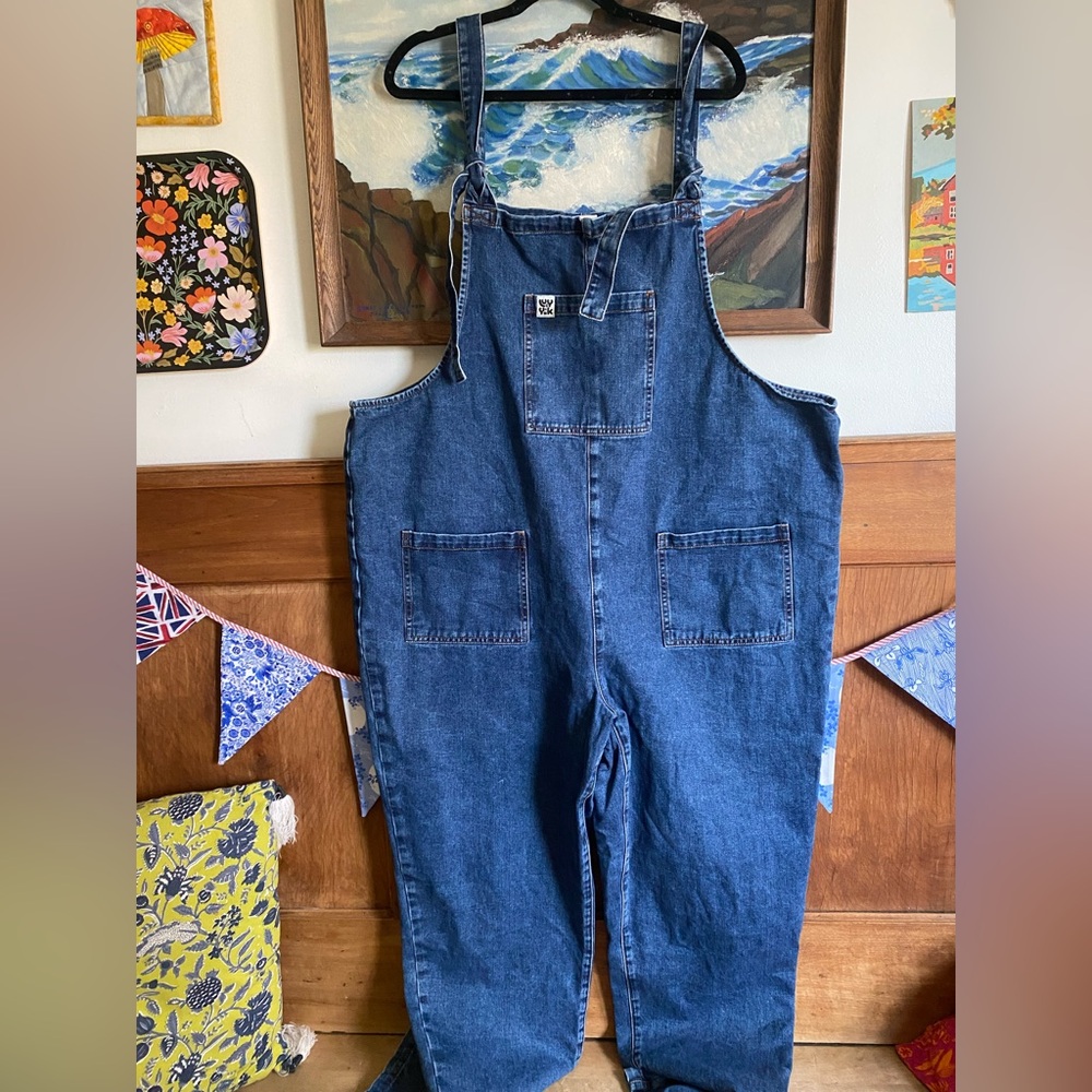 Lucy & Yak Atlas Dungarees Size XL/ Long Organic Denim Blue Pockets Grunge New
